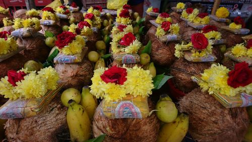 Various fruits for sale at market stall