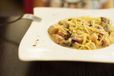 Close-up of food served in plate