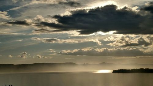 Scenic view of sea against cloudy sky