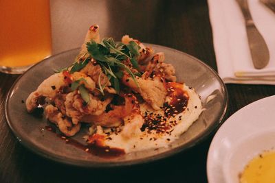 High angle view of meal served in plate