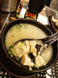 High angle view of food in bowl