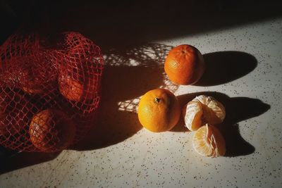 High angle view of orange on table