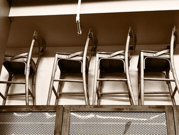 Close-up of empty chairs