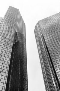 Low angle view of modern buildings against clear sky