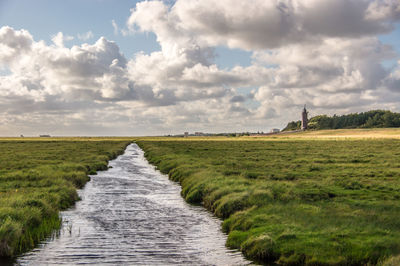 Scenic view of land against sky