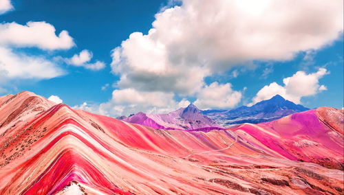 Mount viniknka ,rainbow mountain in the cusco region of peru 