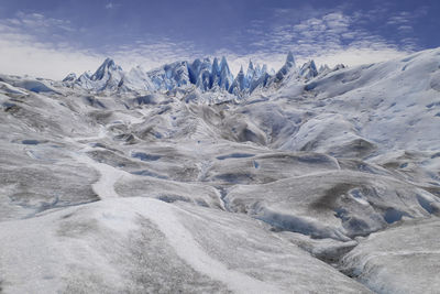 Scenic view of snow covered landscape against sky