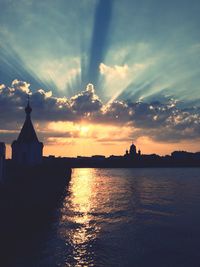 Scenic view of sunset over river