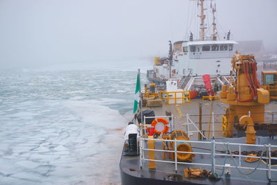 Ship in sea against sky