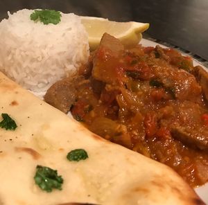Close-up of served food in plate