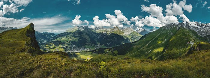 Panoramic view of mountains against sky