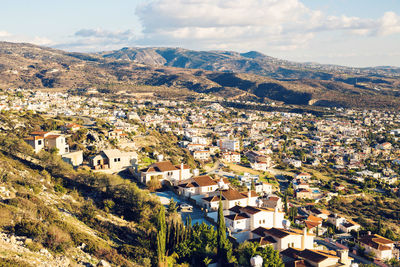 High angle view of townscape against sky