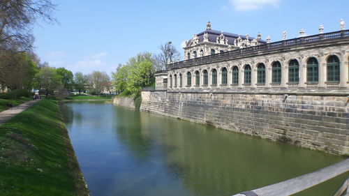 Reflection of historic building in water