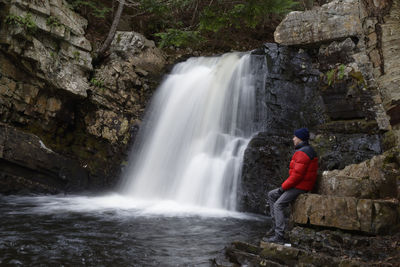 Scenic view of waterfall