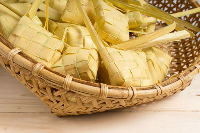 Close-up of wicker basket