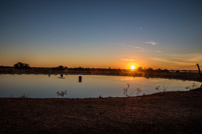 Scenic view of sunset over lake