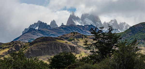 Scenic view of mountains against sky