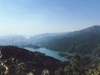 High angle view of cityscape against sky