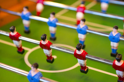 Close-up of foosball table