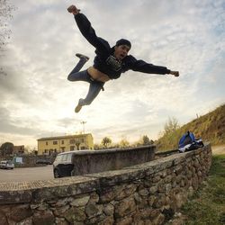 Woman jumping in mid-air