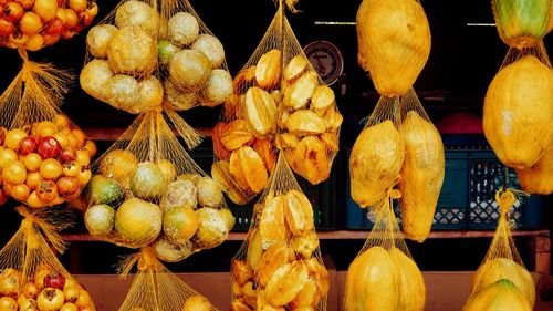 Various fruits for sale at market stall