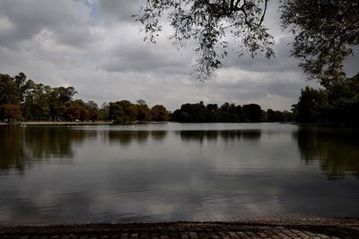 Scenic view of calm lake against sky