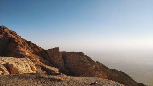 Scenic view of mountain against clear sky