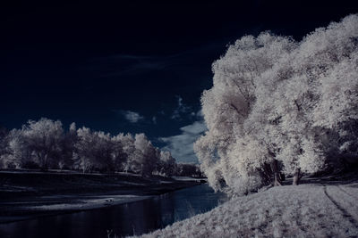 Scenic view of lake against sky during winter