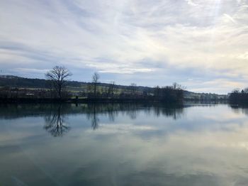 Scenic view of lake against sky