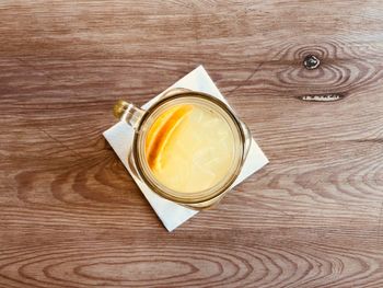 High angle view of coffee on table