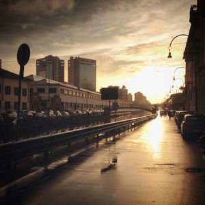 City street at sunset