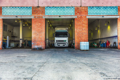 Semi-truck at distribution warehouse