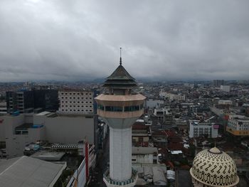 High angle view of buildings in city