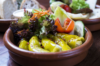 Close-up of fruits in bowl on table