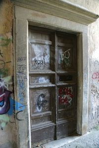 Closed door of old building