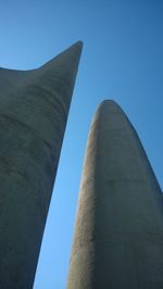 Low angle view of modern building against clear sky