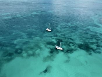 High angle view of boat in sea