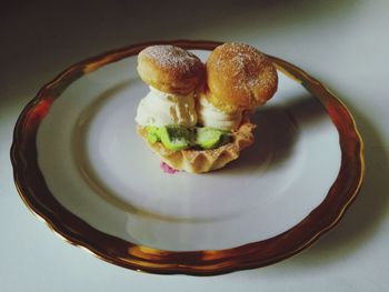 Close-up of sandwich served in plate