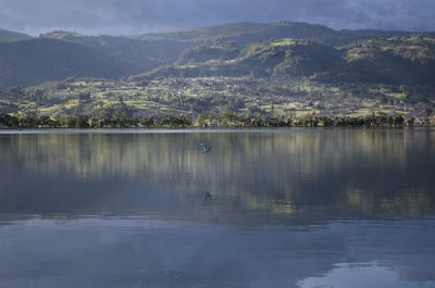 Scenic view of lake and mountains