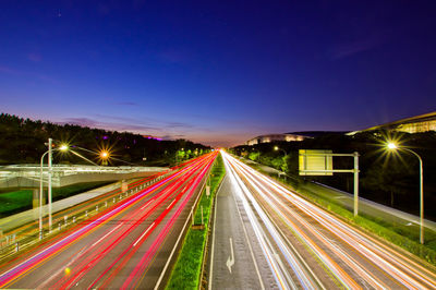 Light trails on highway at night