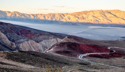 Scenic view of mountain range against sky