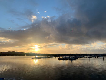 Scenic view of sea against sky during sunset