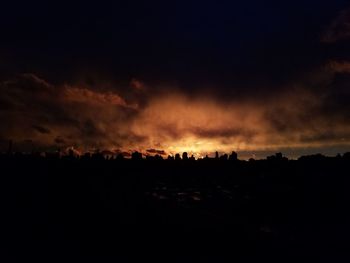 Silhouette landscape against sky at sunset