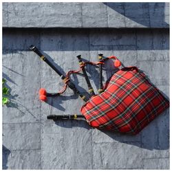 Directly above shot of bagpipe on sidewalk