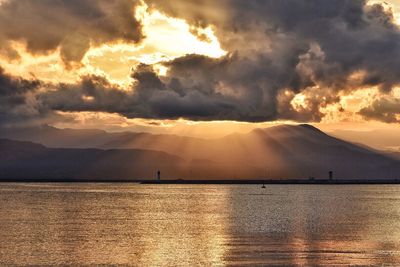 Scenic view of sea against sky during sunset