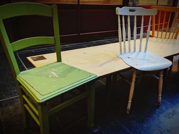 Chairs and table in cafe