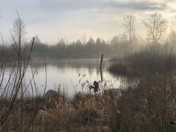 Scenic view of lake against sky