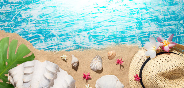 High angle view of people on beach