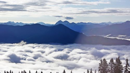 Scenic view of mountains against sky