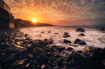 Scenic view of sea during sunset
